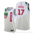 Camiseta Pau Gasol #17 Milwaukee Bucks Earned Crema