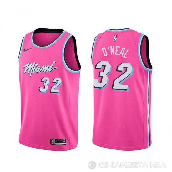 Camiseta Shaquille O'neal #32 Miami Heat Earned Rosa - Haga un click en la imagen para cerrar