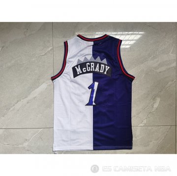 Camiseta Tracy Mcgrady #1 Toronto Raptors Mitchell & Ness 1998-99 Split Violeta Blanco