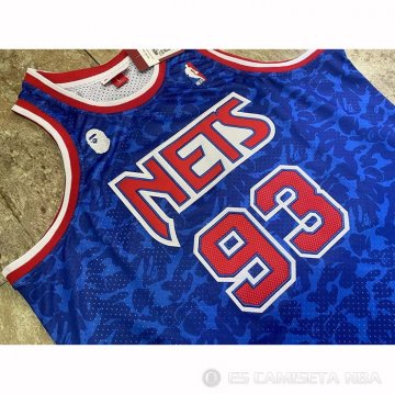 Camiseta Brooklyn Nets Bape #93 Hardwood Classic Azul