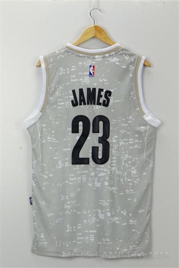 Camiseta Cavaliers James #23 Luces de la ciudad Gris - Haga un click en la imagen para cerrar