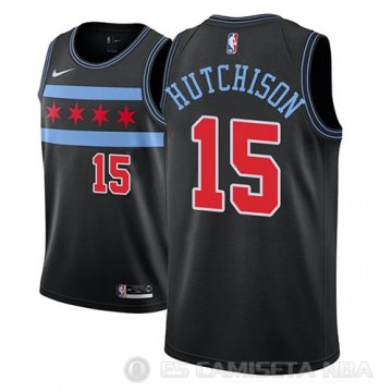Camiseta Chandler Hutchison #15 Chicago Bulls Ciudad 2018-19 Negro