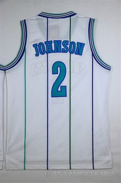 Camiseta Retro Johnson #2 Charlotte Hornets Blanco