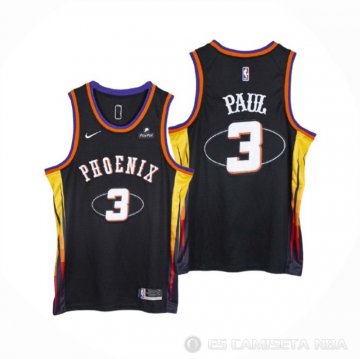 Camiseta Chris Paul NO 3 Phoenix Suns 75th Anniversary 2022 Negro