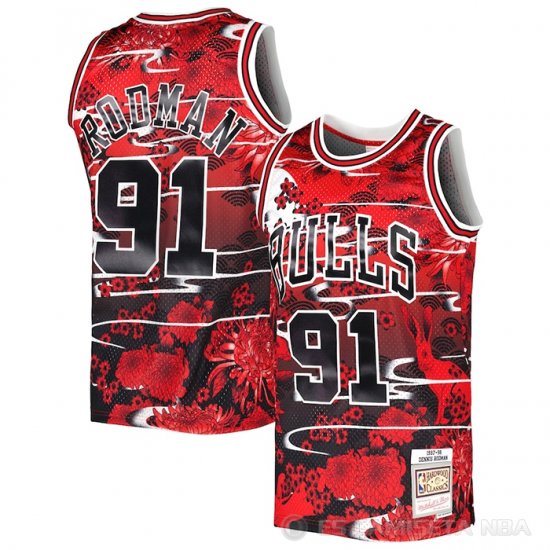 Camiseta Dennis Rodman #91 Chicago Bulls Mitchell & Ness Lunar New Year Rojo - Haga un click en la imagen para cerrar