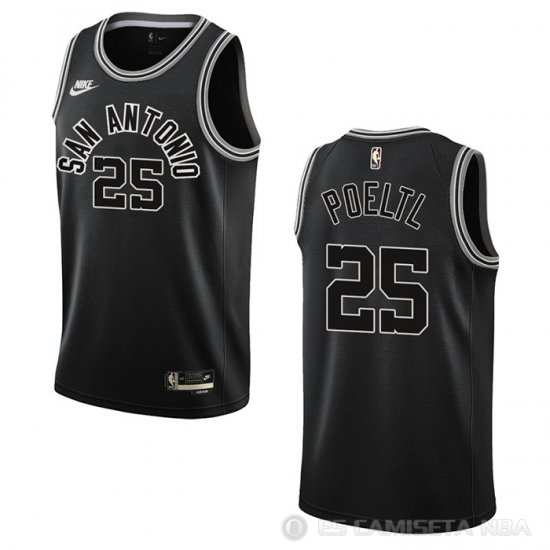 Camiseta Jakob Poeltl #25 San Antonio Spurs Classic 2022-23 Negro - Haga un click en la imagen para cerrar
