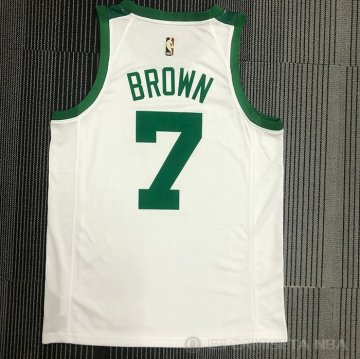 Camiseta Jaylen Brown NO 7 Boston Celtics 75th Anniversary Blanco