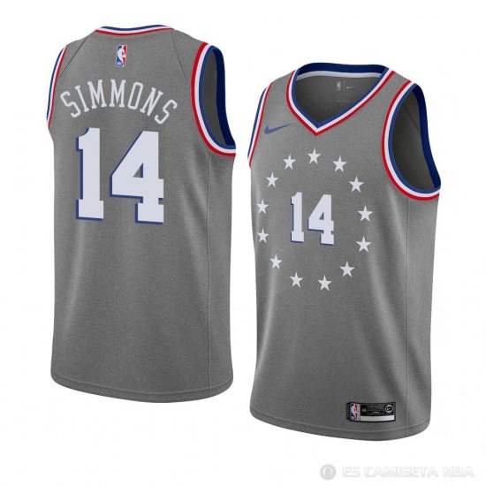 Camiseta Jonathon Simmons #14 Philadelphia 76ers Ciudad 2018-19 Gris - Haga un click en la imagen para cerrar