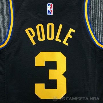 Camiseta Jordan Poole NO 3 Golden State Warriors Ciudad 2021-22 Negro