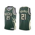 Camiseta Jrue Holiday NO 21 Milwaukee Bucks Earned 2020-21 Verde