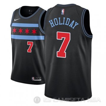 Camiseta Justin Holiday #7 Chicago Bulls Ciudad 2018-19 Negro