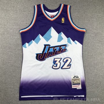 Camiseta Karl Malone #32 Utah Jazz Nino Mitchell & Ness 1996-97 Violeta