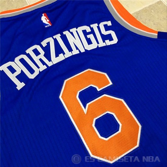 Camiseta Knicks #6 Porzingis Azul - Haga un click en la imagen para cerrar