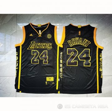 Camiseta Kobe Bryant NO 24 Los Angeles Lakers Retired Negro