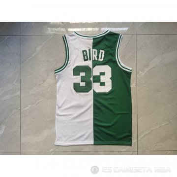 Camiseta Larry Bird #33 Boston Celtics Mitchell & Ness 1985-86 Split Blanco Verde