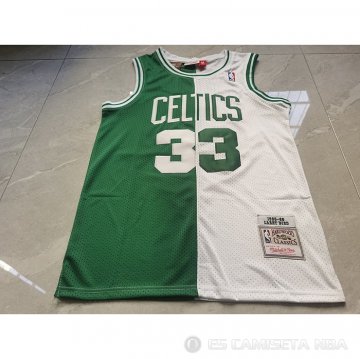 Camiseta Larry Bird #33 Boston Celtics Mitchell & Ness 1985-86 Split Blanco Verde