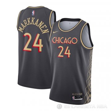 Camiseta Lauri Markkanene NO 24 Chicago Bulls Ciudad 2020-21 Gris