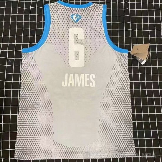 Camiseta LeBron James #6 All Star 2022 Los Angeles Lakers Gris - Haga un click en la imagen para cerrar