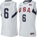 Camiseta LeBron James USA 2008 #6 Blanco