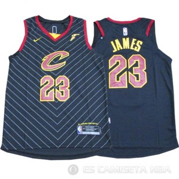 Camiseta Lebron James #23 Cleveland Cavaliers Statement 2017-18 Negro