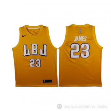 Camiseta Lebron James #23 LBJ Los Angeles Lakers Oro