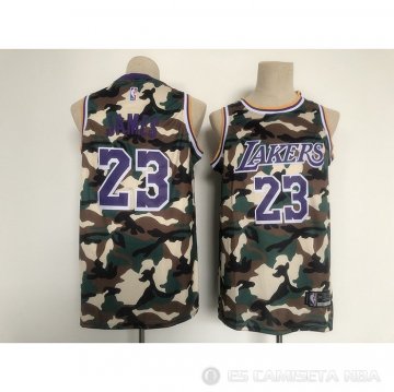 Camiseta Lebron James NO 23 Los Angeles Lakers Camuflaje Moda