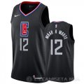 Camiseta Luc Mbah A Moute #12 Los Angeles Clippers Statement 2019 Negro