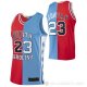 Camiseta Michael Jordan #23 Chicago Bulls Split Azul Rojo