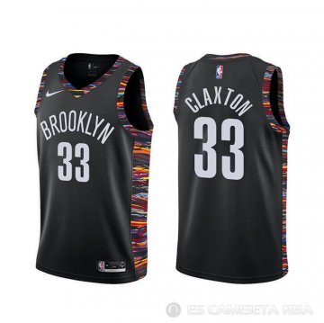 Camiseta Nicolas Claxton #33 Brooklyn Nets Ciudad 2019-20 Negro