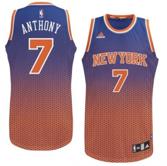 Camiseta Anthony #7 Knicks Resuenan Moda Naranja Azul - Haga un click en la imagen para cerrar