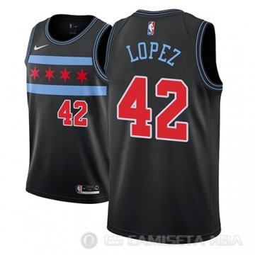 Camiseta Robin Lopez #42 Chicago Bulls Ciudad 2018-19 Negro