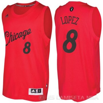 Camiseta Robin Lopez #8 Chicago Bulls Navidad 2016 Rojo