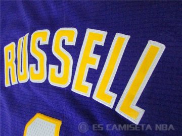 Camiseta Russell #1 Los Angeles Lakers Manga Corta Purpura