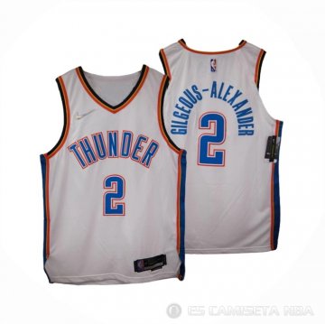 Camiseta Shai Gilgeous-Alexander #2 Oklahoma City Thunder Association Autentico Blanco