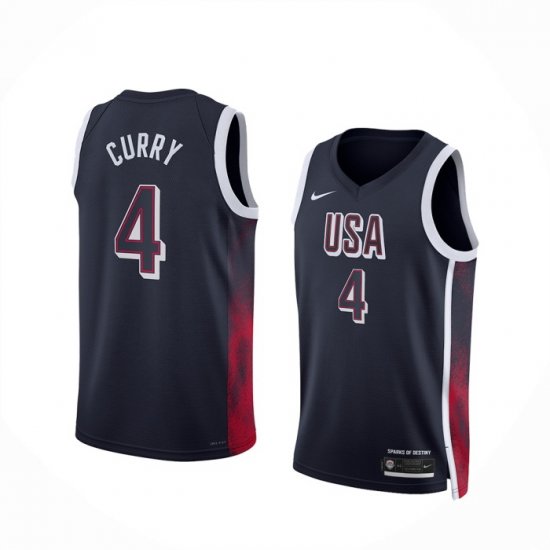 Camiseta Stephen Curry #4 USA 2024 Azul - Haga un click en la imagen para cerrar