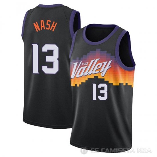 Camiseta Steve Nash NO 13 Phoenix Suns Ciudad 2020-21 Negro - Haga un click en la imagen para cerrar