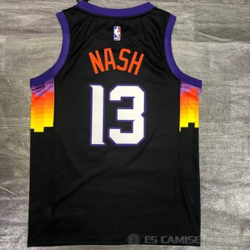 Camiseta Steve Nash NO 13 Phoenix Suns Ciudad 2020-21 Negro