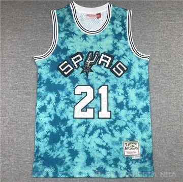 Camiseta Tim Duncan NO 21 San Antonio Spurs Galaxy Verde