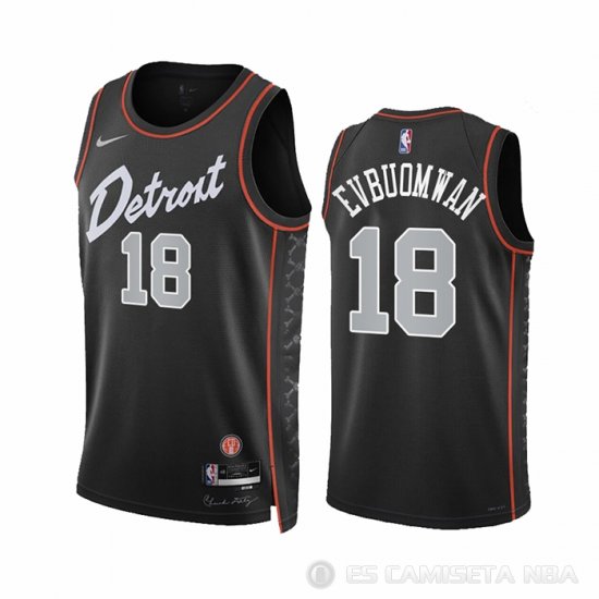 Camiseta Tosan Evbuomwan #18 Detroit Pistons Ciudad 2023-24 Negro - Haga un click en la imagen para cerrar