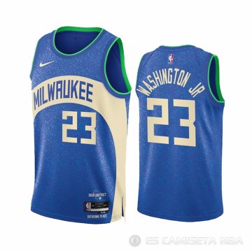 Camiseta Tyty Washington JR. #23 Milwaukee Bucks Ciudad 2023-24 Azul