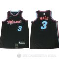 Camiseta Wade #3 Miami Heat Ciudad 2017-18 Negro Azul