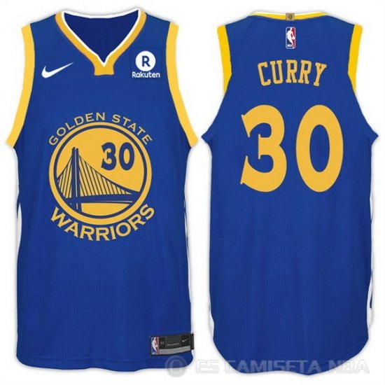 Nike Camiseta Curry #30 Golden State Warriors 2017-18 Azul - Haga un click en la imagen para cerrar