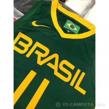 Camiseta Anderson Varejao NO 11 Brasil 2019 FIBA Baketball World Cup Verde
