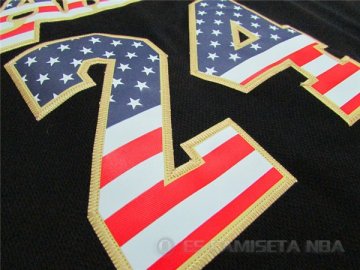 Camiseta Bryant #24 Bandera Americana Negro