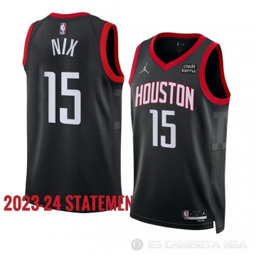 Camiseta Daishen Nix #15 Houston Rockets Statement 2023-24 Negro