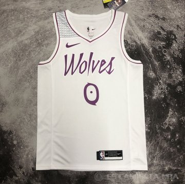 Camiseta Derrick Rose #0 Minnesota Timberwolves Earned Blanco