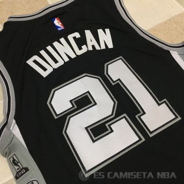 Camiseta Duncan #21 San Antonio Spurs Autentico Negro