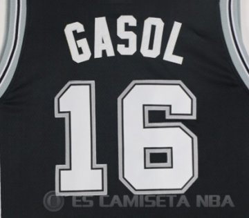 Camiseta Gasol #16 San Antonio Spurs Autentico 2017-18 Negro