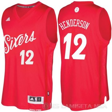 Camiseta Gerald Henderson #12 Philadelphia 76ers Navidad 2016 Rojo