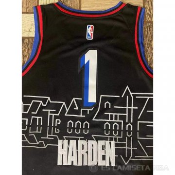 Camiseta James Harden #1 Philadelphia 76ers Ciudad 2020-21 Negro